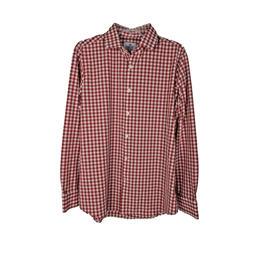 Mizzen + Main The Hatteras Trim Fit Shirt Button Up L Red Gingham Check Cowboy